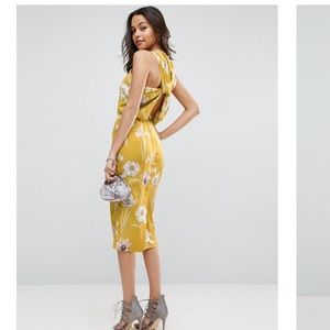 ASOS Drape Twist Back Floral Midi